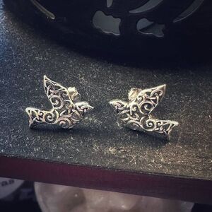 Sparrow Filigree Sterling Silver Bird Stud Earrings